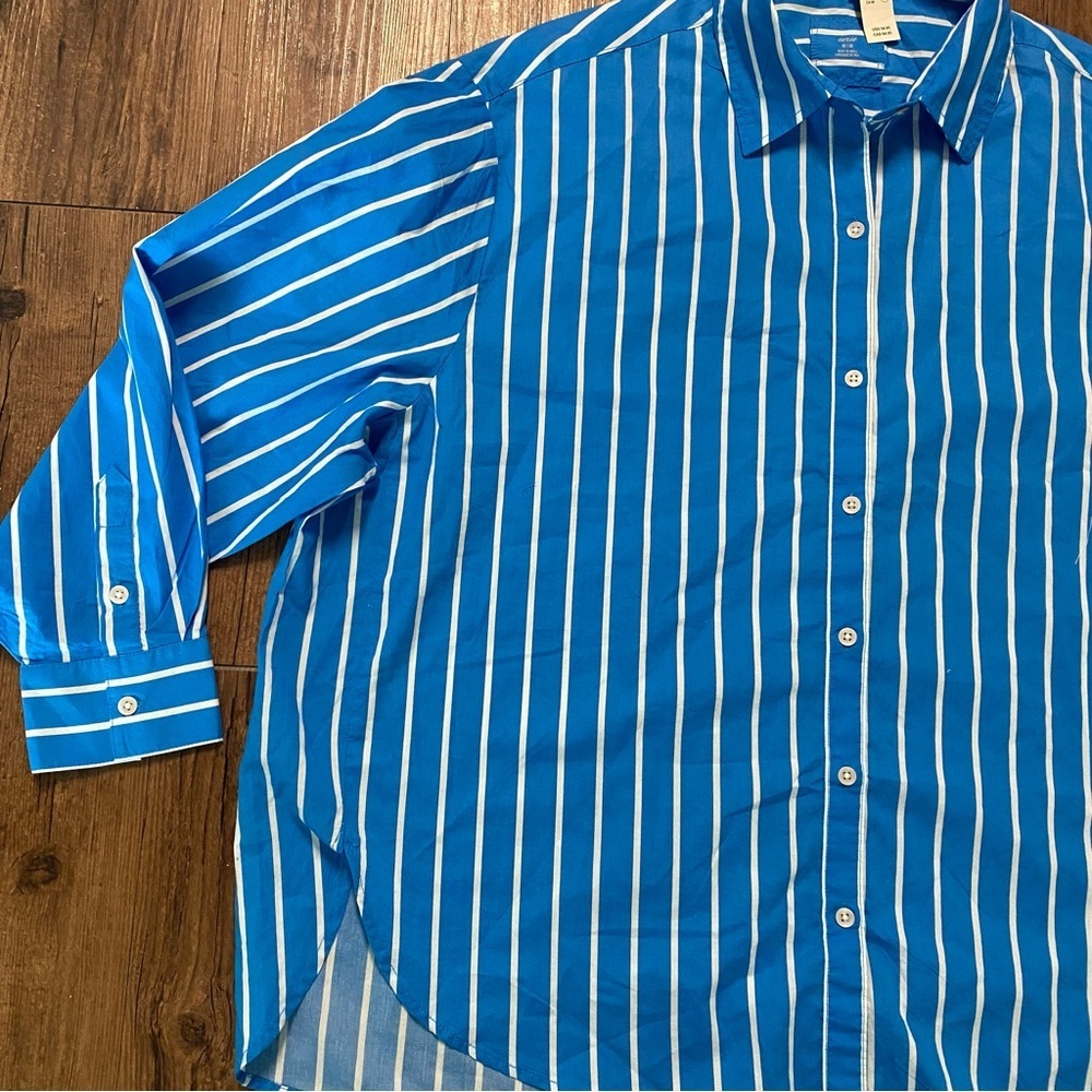 Aerie Blue and White Striped Shirt XXL - Picture 7 of 10